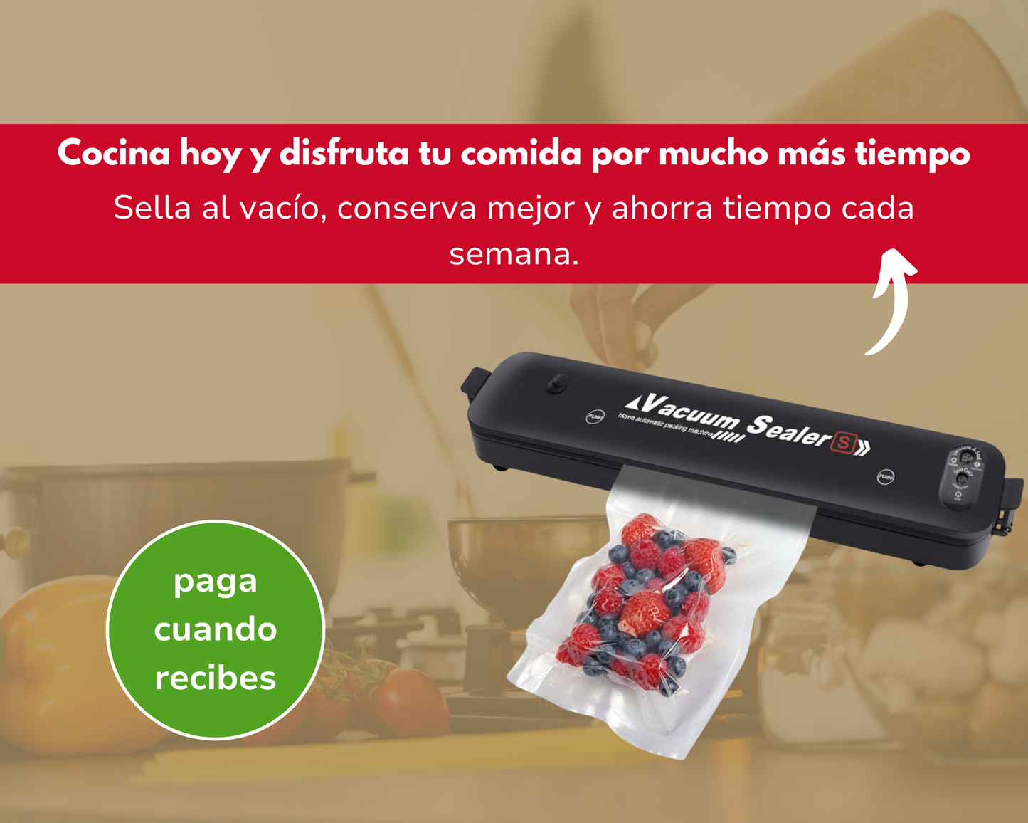 SELLADORA AL VACIO + rollo 5 mts